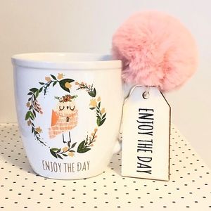 Novelty Porcelain Mug with Pom Pom Accent